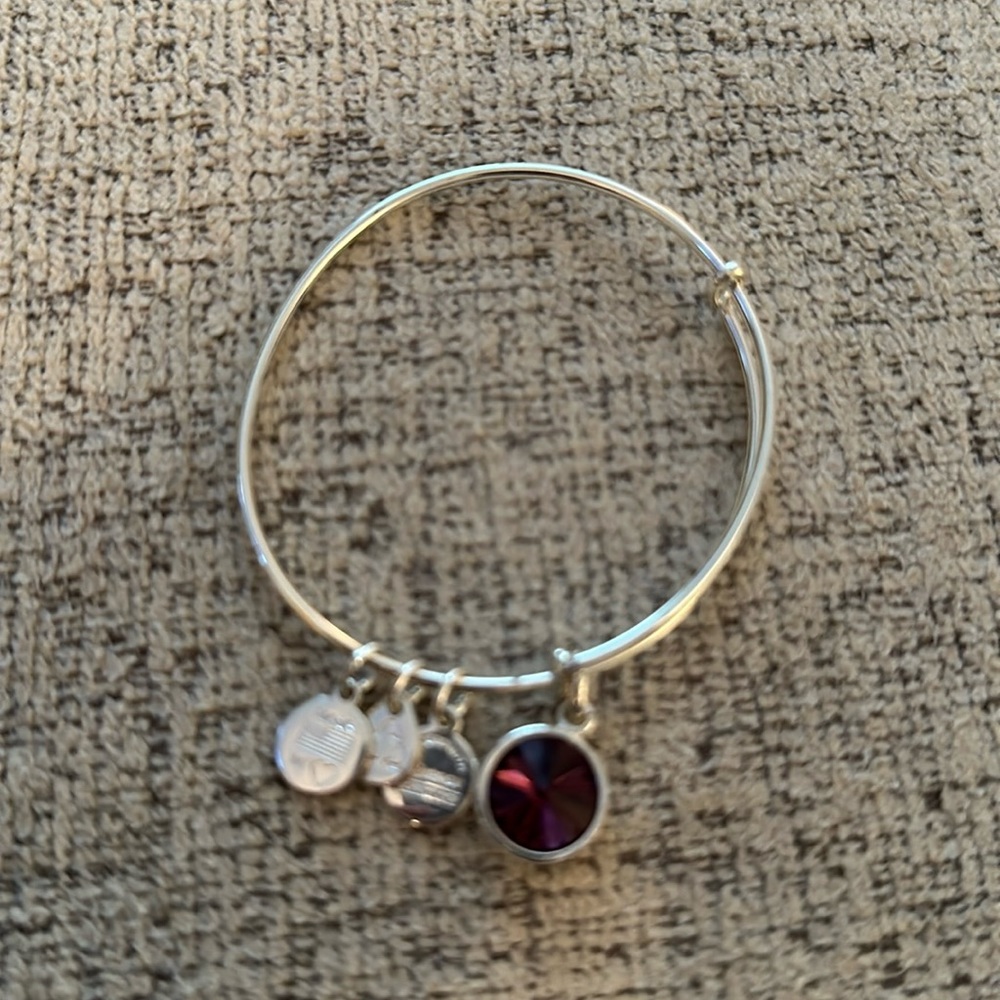 Alex and ani purple stone bracelet- silver